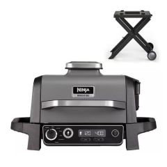 ninja OG701UKGRSTDKIT Woodfire Electric BBQ Grill with Stand - Black & Grey
